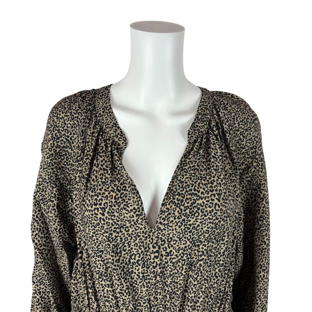A New Day Leopard Dress Womens Large Balloon Long Sleeve Tiered Print Midi - Picture 5 of 12